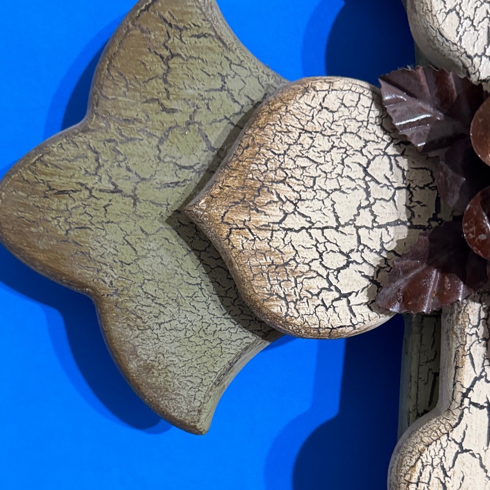 Rustic Green and Brown Wall Cross Decor - Picture 7 of 10